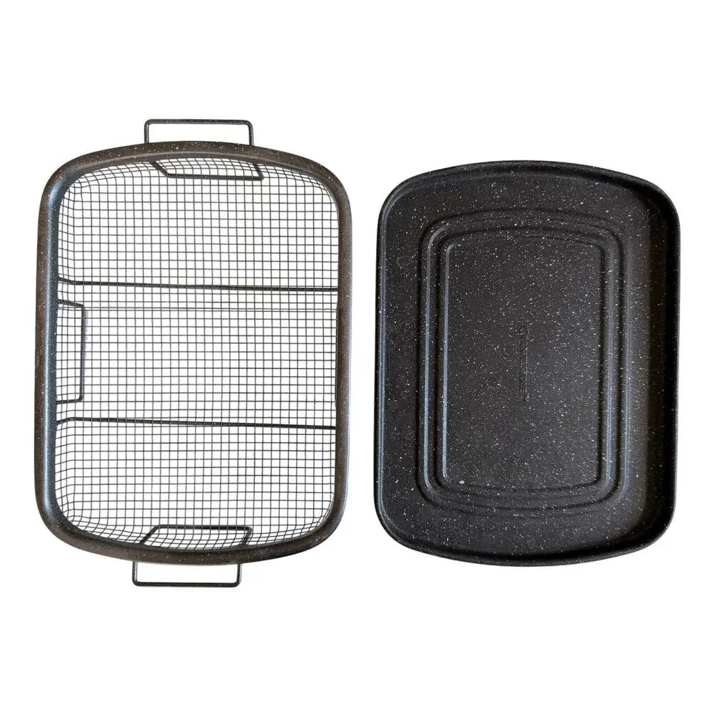 GraniteStone Copper Air Fryer Pan Non-Stick Oven Baking Tray Crisping Basket 2pc